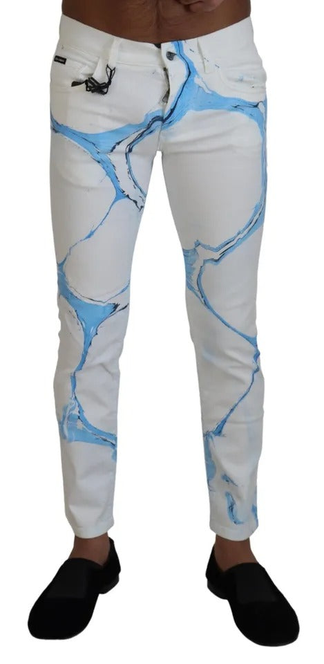 Jean slim Dolce & Gabbana en denim blanc et bleu