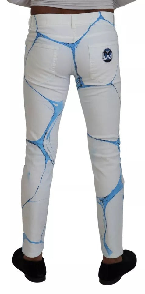 Jean slim Dolce & Gabbana en denim blanc et bleu