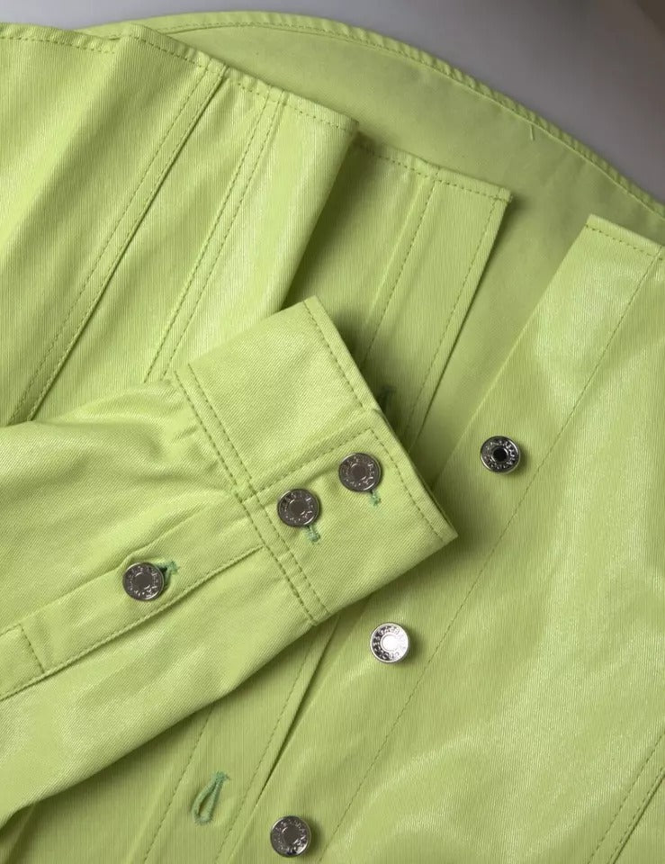 Chemise décontractée à col en coton vert Dolce & Gabbana