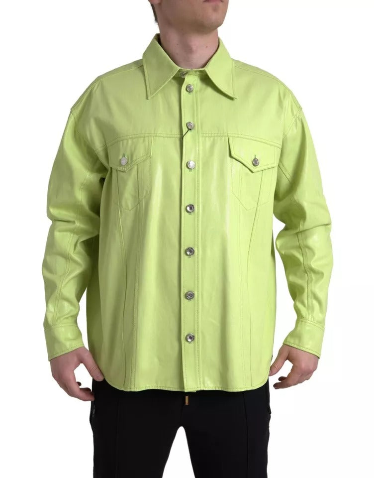 Chemise décontractée à col en coton vert Dolce & Gabbana