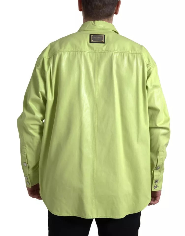 Chemise décontractée à col en coton vert Dolce & Gabbana