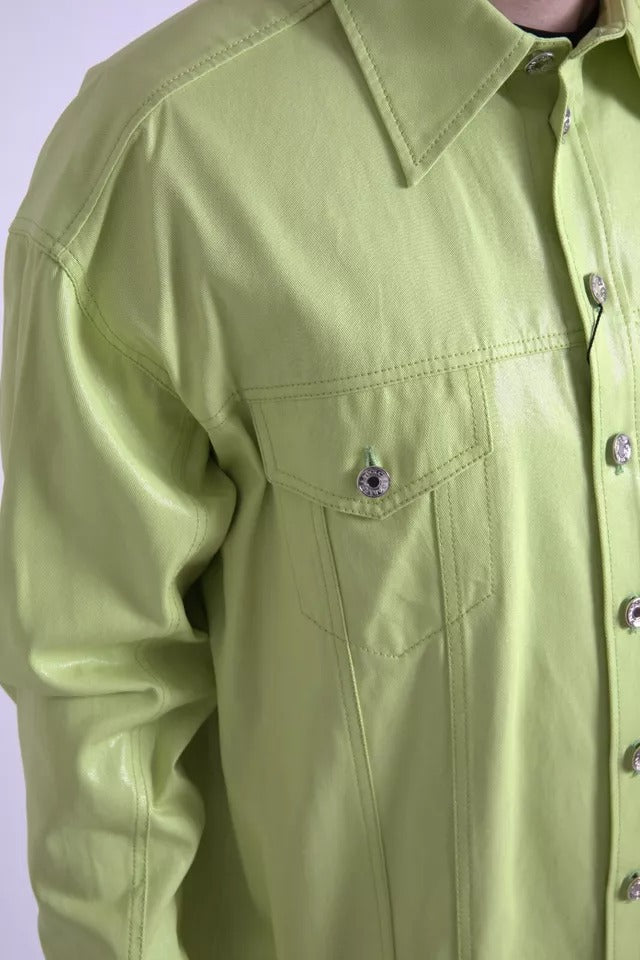Chemise décontractée à col en coton vert Dolce & Gabbana