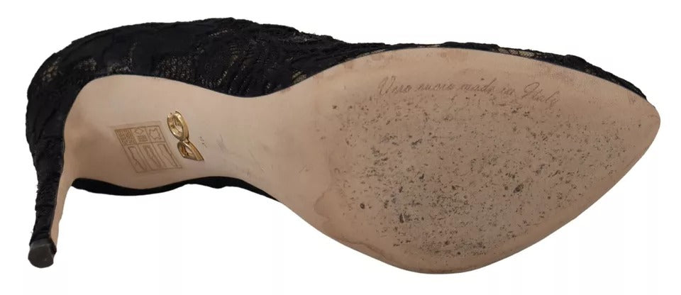 Dolce & Gabbana Bottines en dentelle Taormina noires extensibles