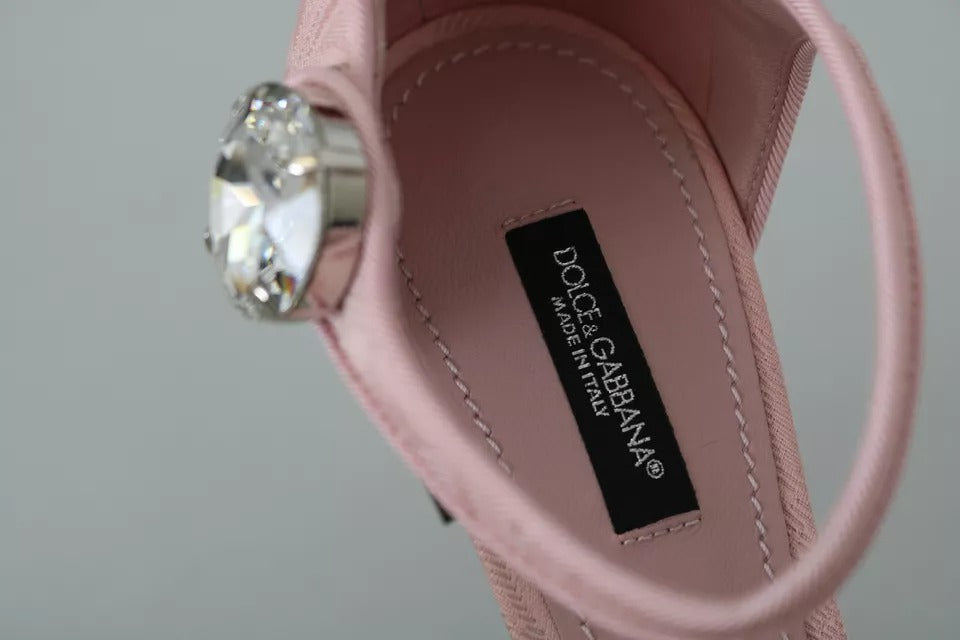 Chaussures à bride cheville Dolce & Gabbana en brocart rose et lis en cristal