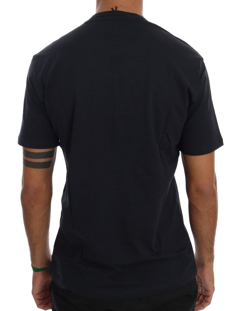 T-shirt à col en V en coton bleu Daniele Alessandrini