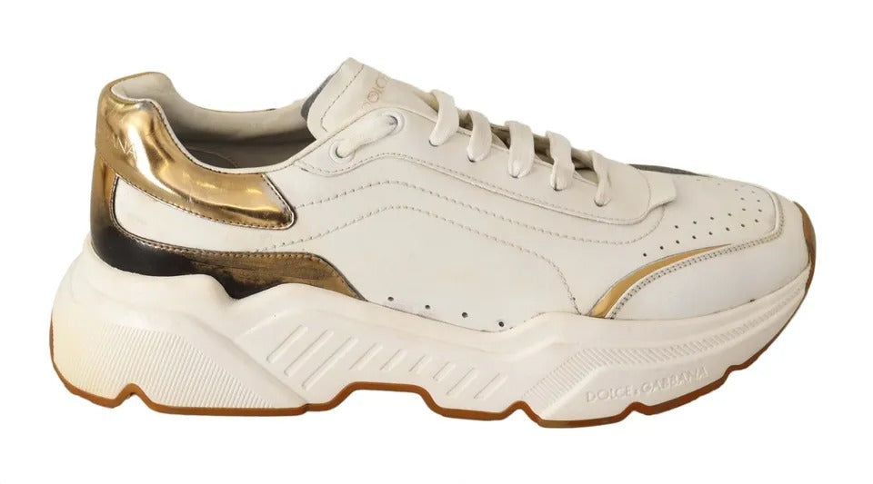 Chaussures de sport Dolce & Gabbana en cuir doré et blanc DAYMASTER
