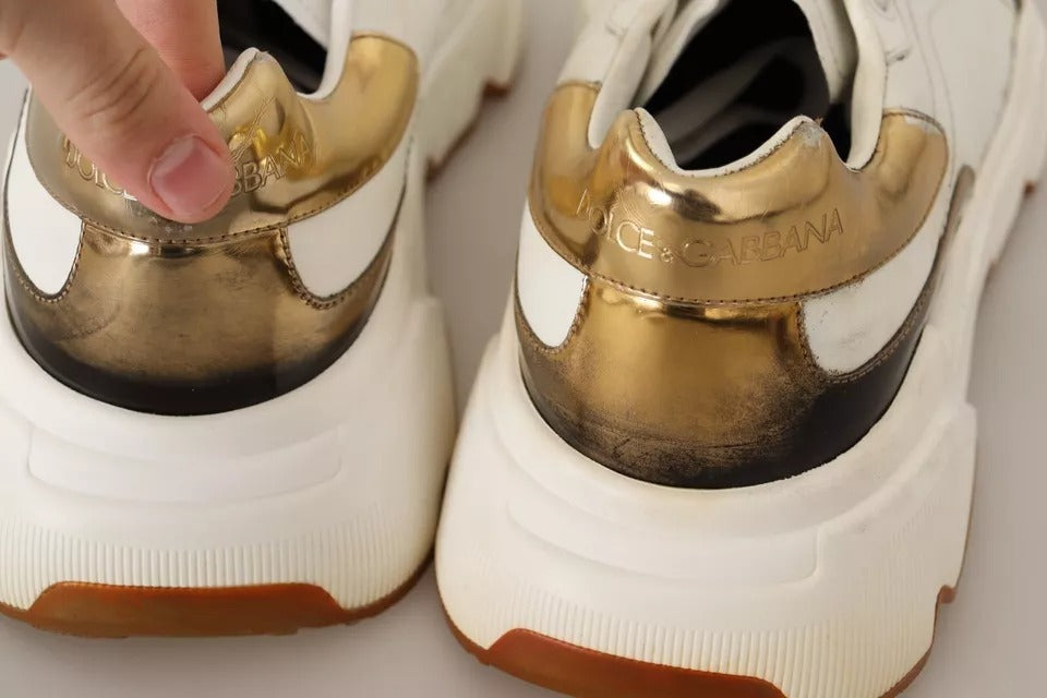 Chaussures de sport Dolce & Gabbana en cuir doré et blanc DAYMASTER