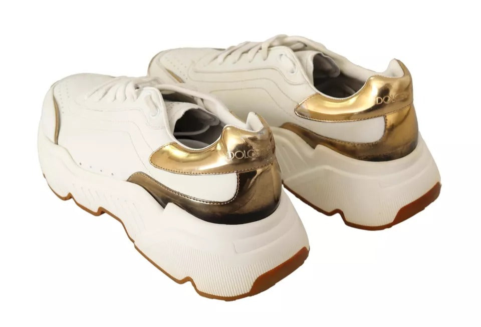 Chaussures de sport Dolce & Gabbana en cuir doré et blanc DAYMASTER