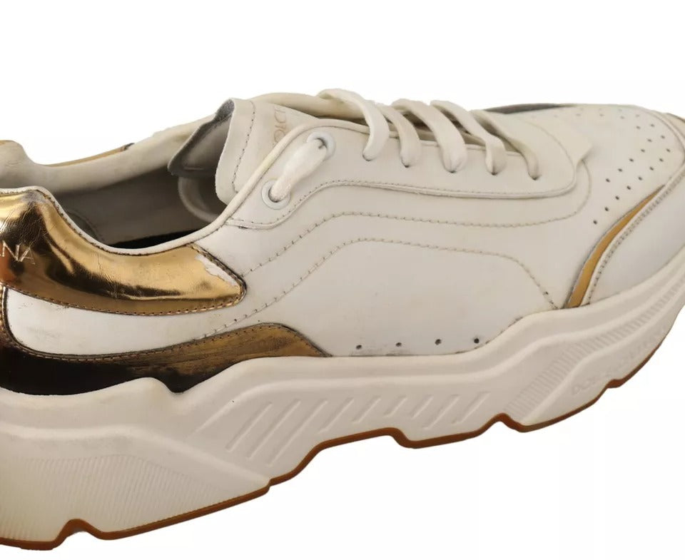Chaussures de sport Dolce & Gabbana en cuir doré et blanc DAYMASTER