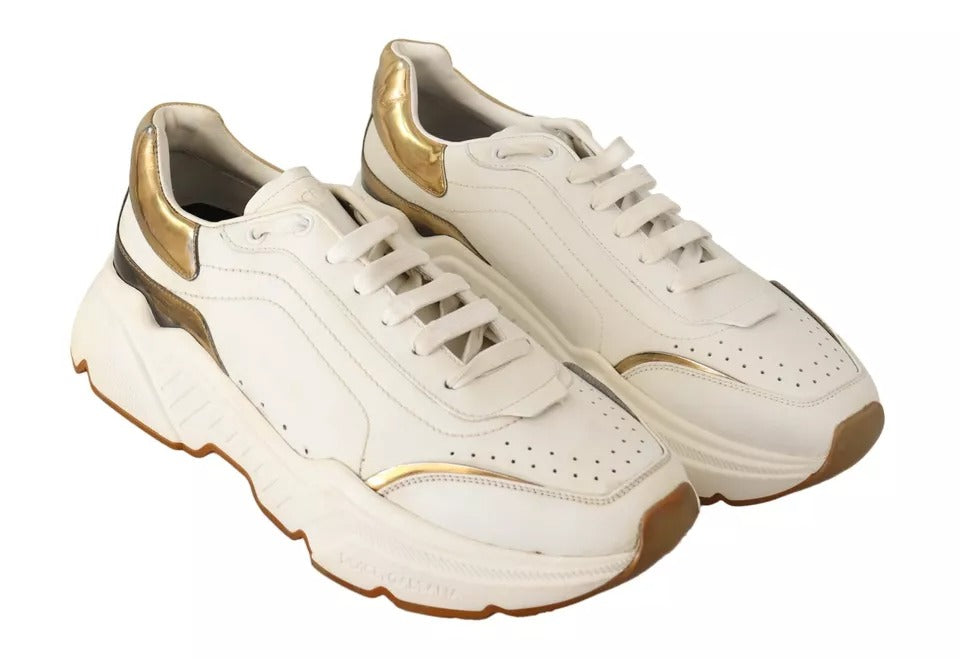 Chaussures de sport Dolce & Gabbana en cuir doré et blanc DAYMASTER