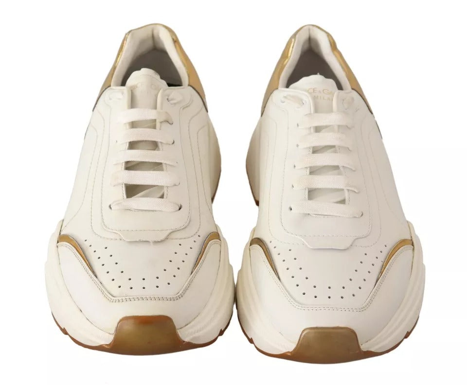 Chaussures de sport Dolce & Gabbana en cuir doré et blanc DAYMASTER
