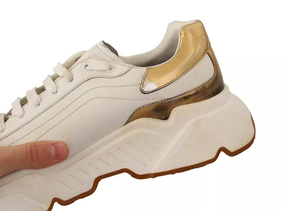 Chaussures de sport Dolce & Gabbana en cuir doré et blanc DAYMASTER
