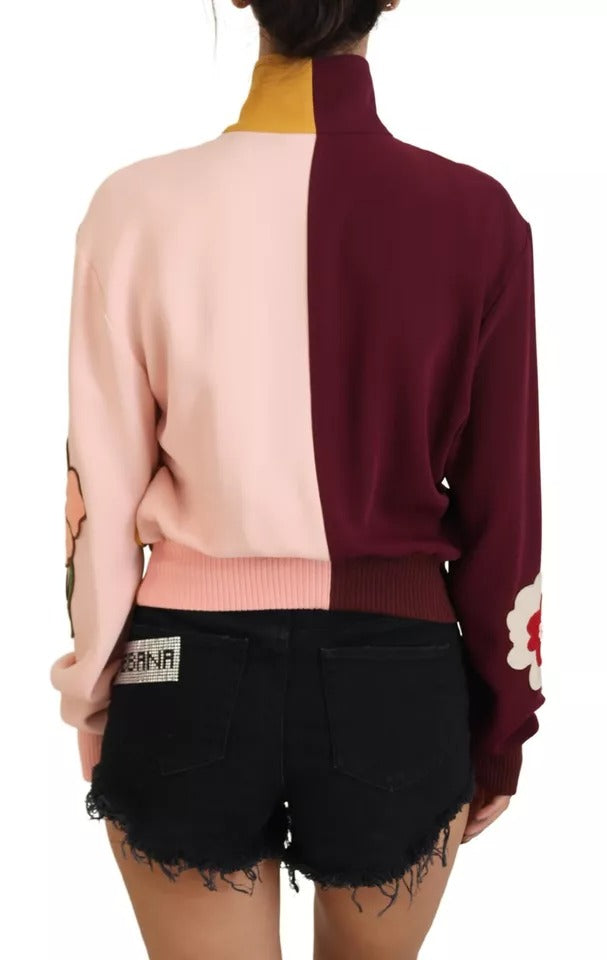 Cardigan Dolce & Gabbana en viscose à motif floral multicolore et fermeture éclair intégrale