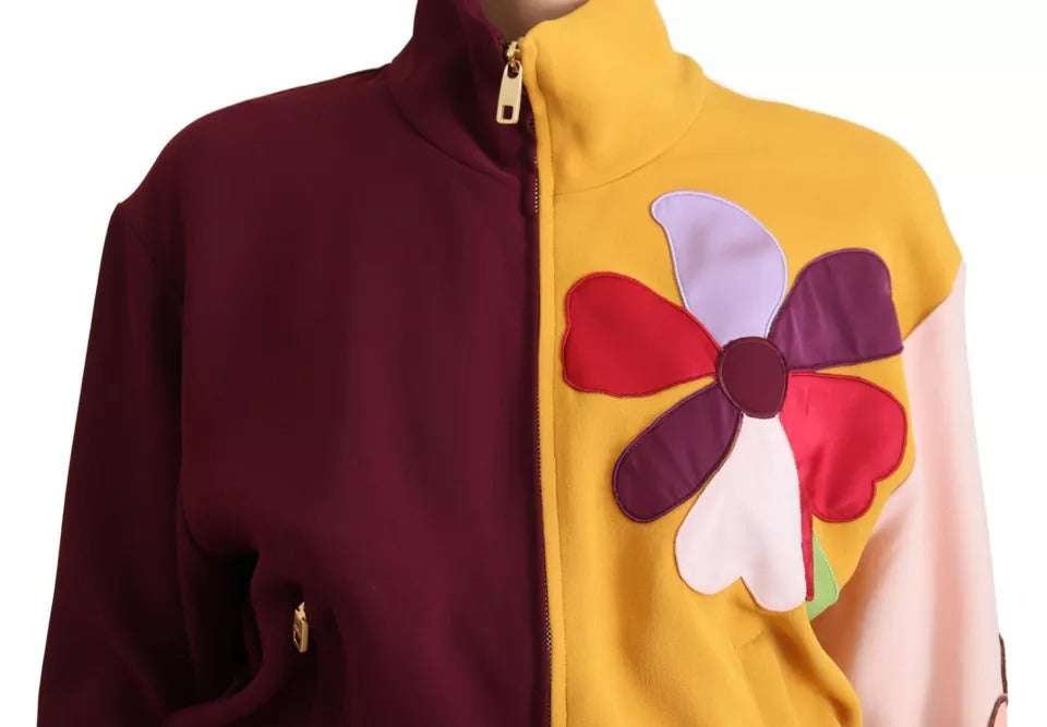 Cardigan Dolce & Gabbana en viscose à motif floral multicolore et fermeture éclair intégrale