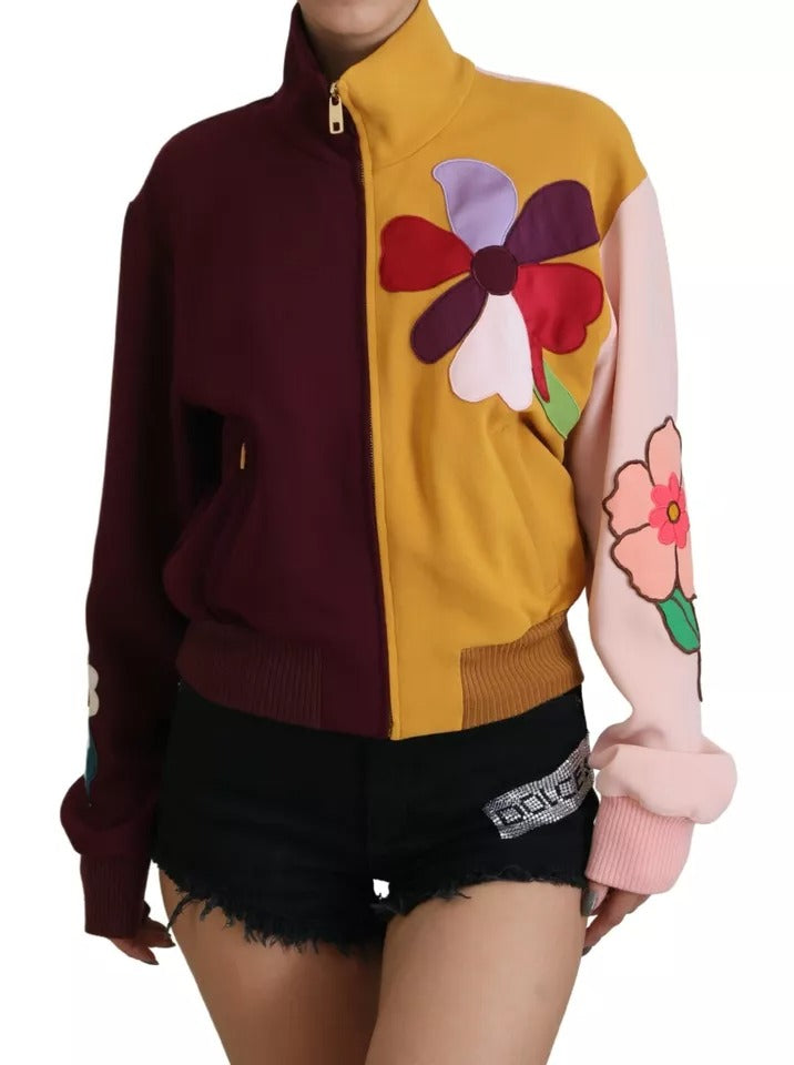 Cardigan Dolce & Gabbana en viscose à motif floral multicolore et fermeture éclair intégrale