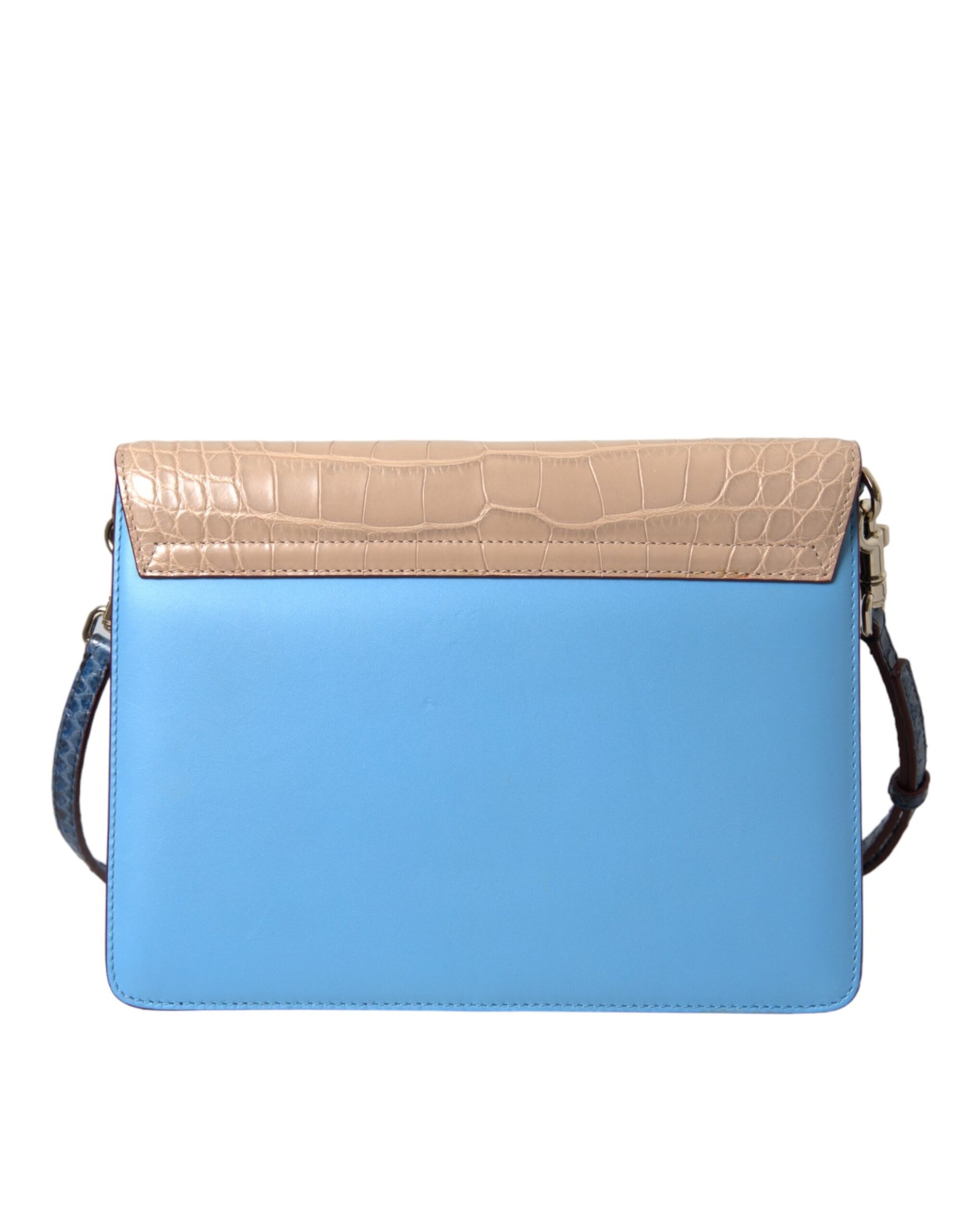 Sac bandoulière Dolce & Gabbana LUCIA en cuir exotique bleu et beige