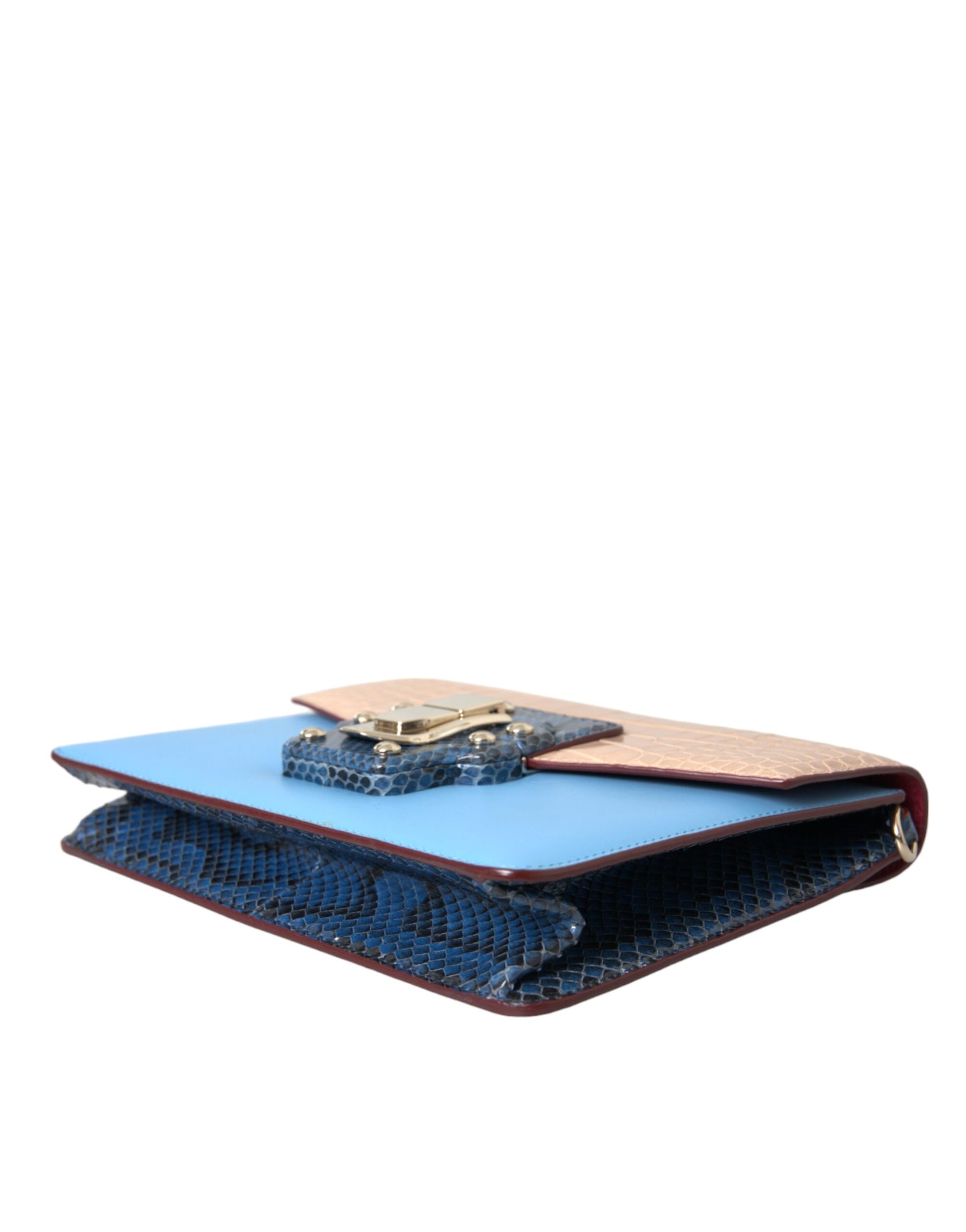 Sac bandoulière Dolce & Gabbana LUCIA en cuir exotique bleu et beige