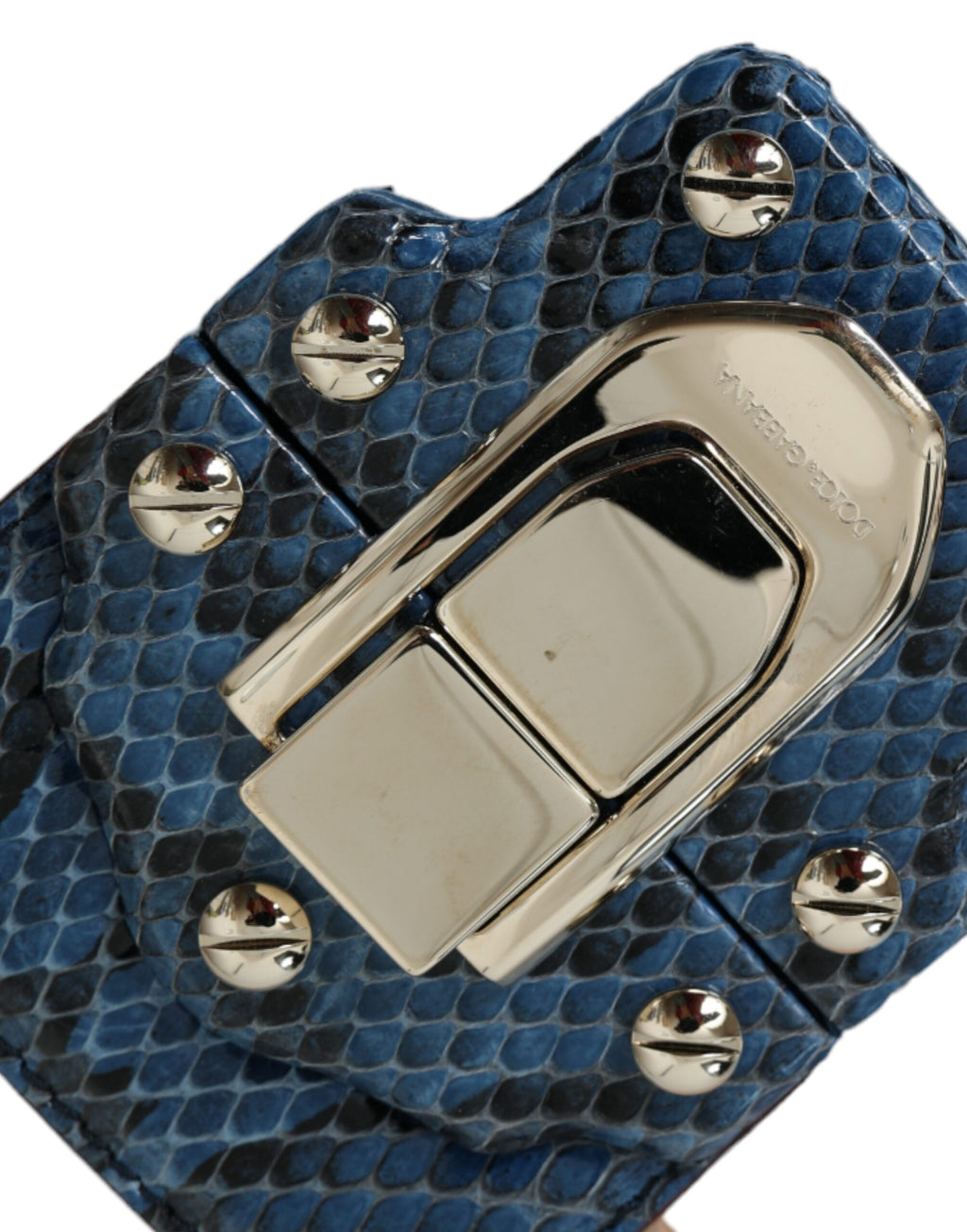 Sac bandoulière Dolce & Gabbana LUCIA en cuir exotique bleu et beige