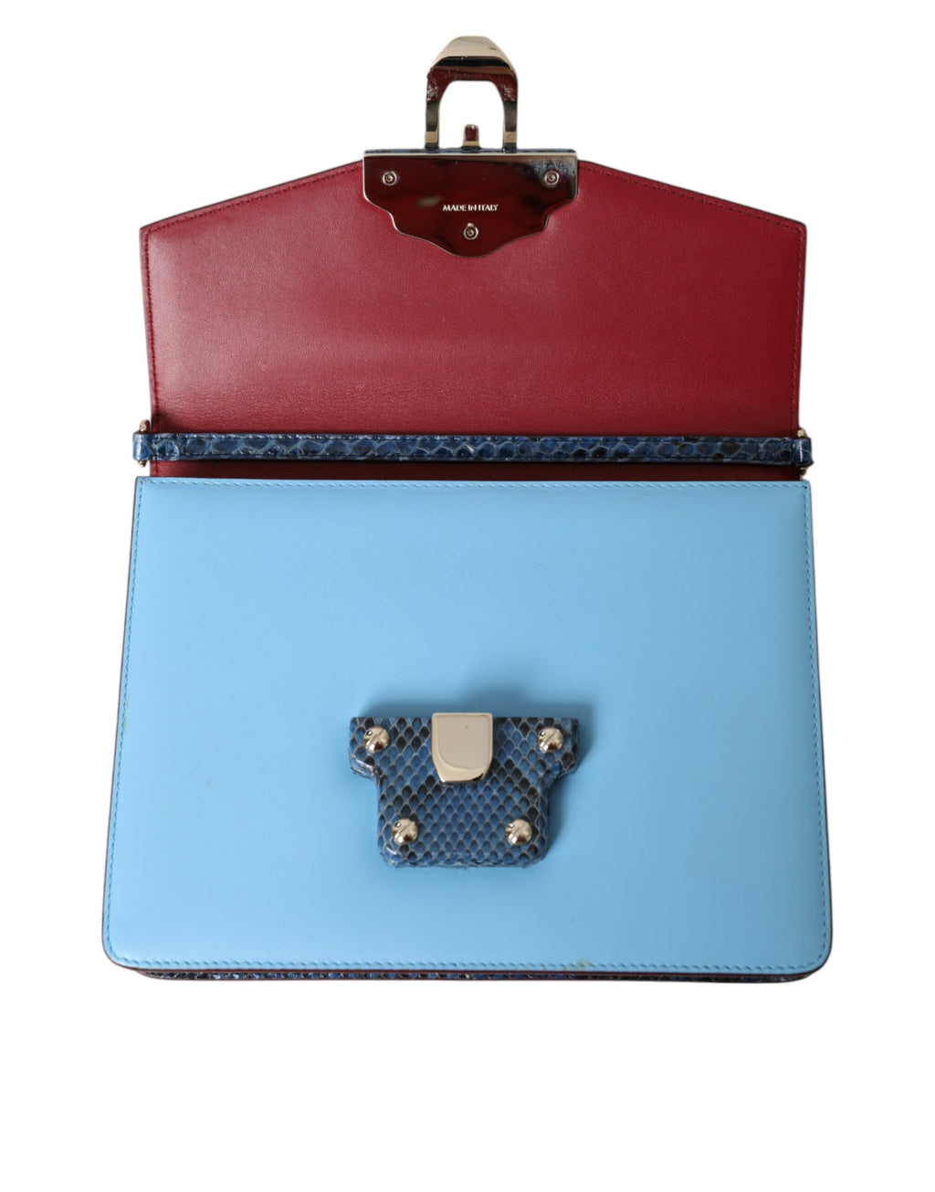 Sac bandoulière Dolce & Gabbana LUCIA en cuir exotique bleu et beige