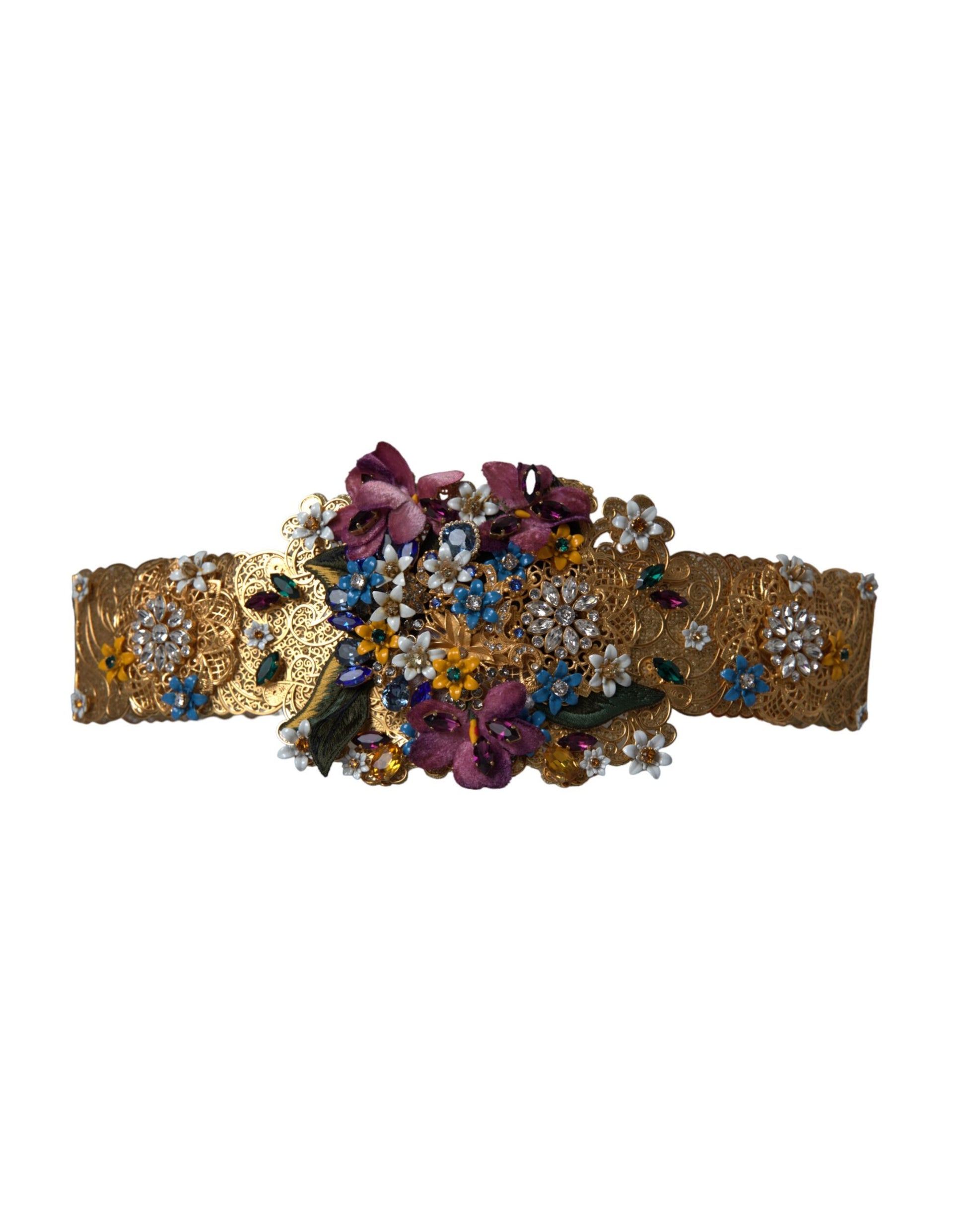 Ceinture large Dolce & Gabbana multicolore ornée de cristaux floraux