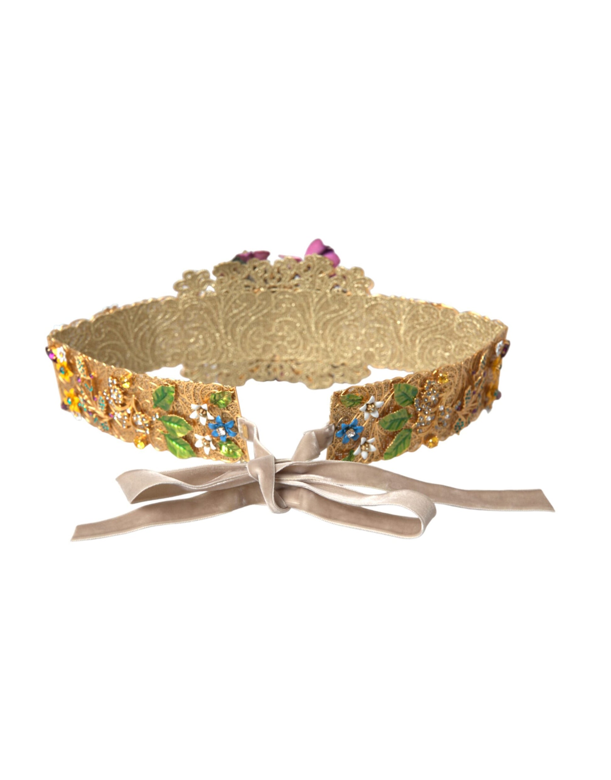 Ceinture large Dolce & Gabbana multicolore ornée de cristaux floraux