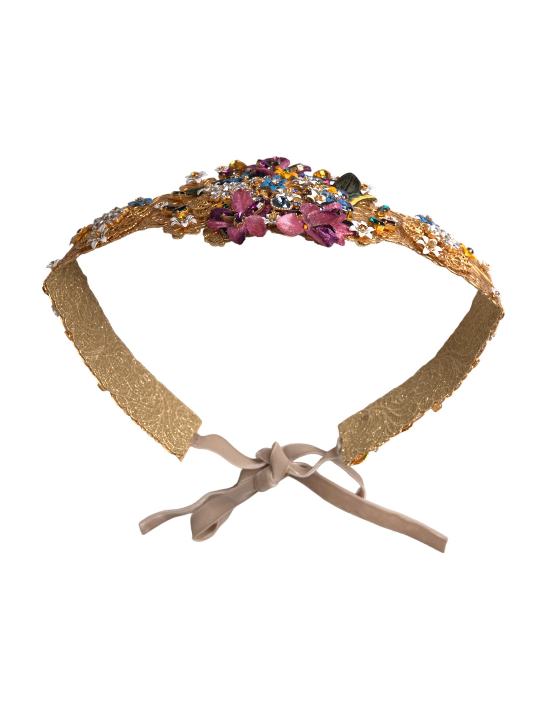 Ceinture large Dolce & Gabbana multicolore ornée de cristaux floraux