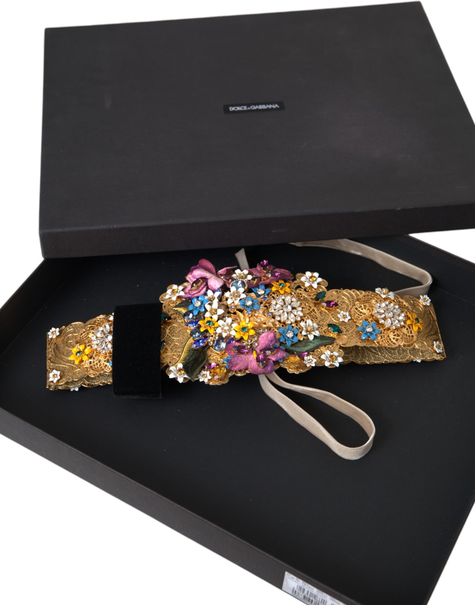 Ceinture large Dolce & Gabbana multicolore ornée de cristaux floraux