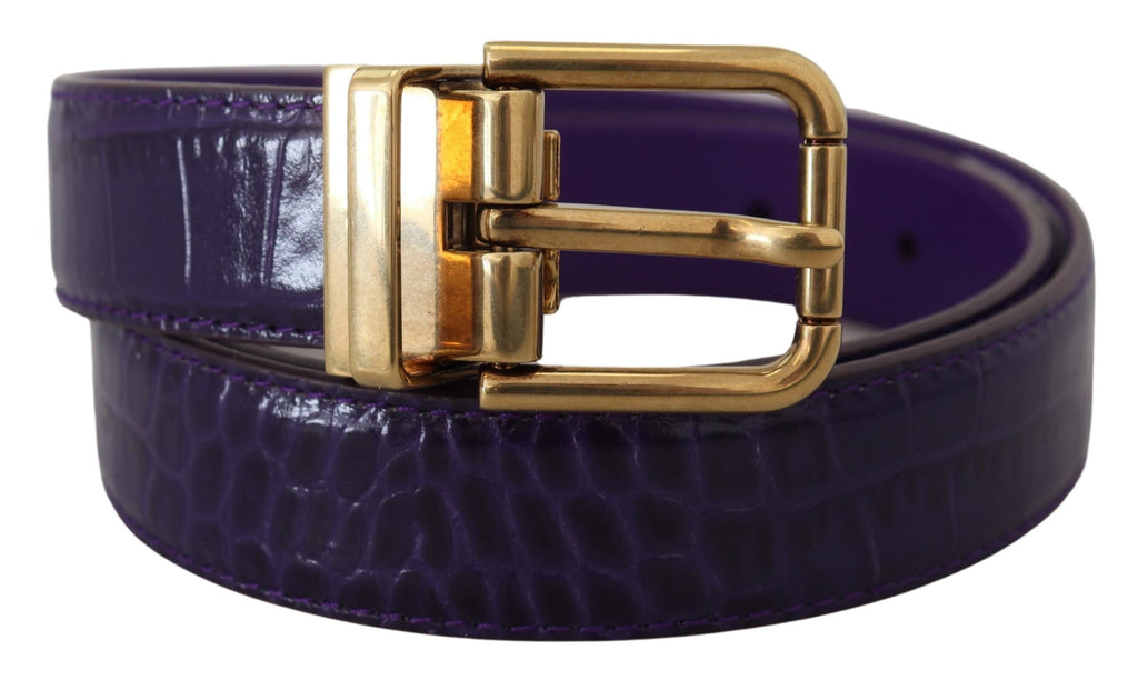Ceinture Dolce & Gabbana en Cuir Exotique Violet avec Boucle en Métal Doré
