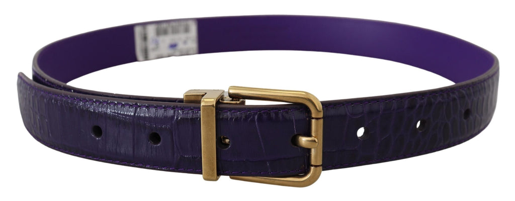 Ceinture Dolce & Gabbana en Cuir Exotique Violet avec Boucle en Métal Doré