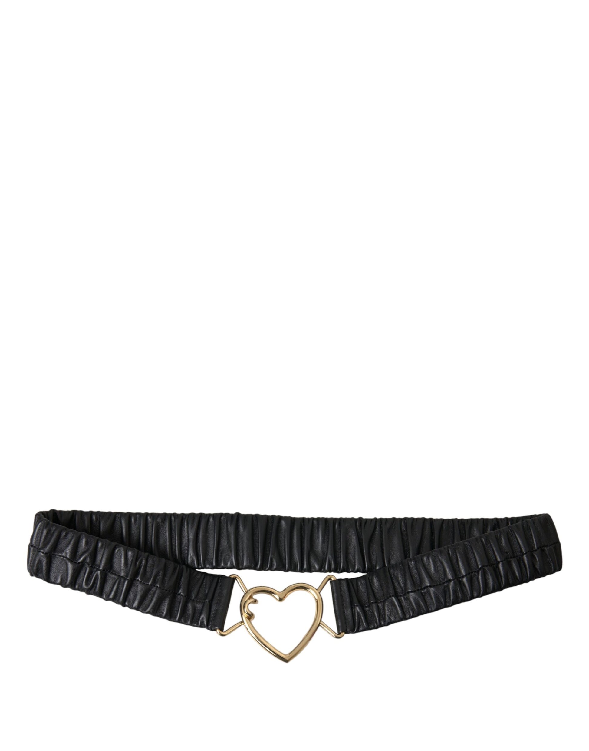 Ceinture Dolce & Gabbana en cuir noir avec boucle cœur en métal doré