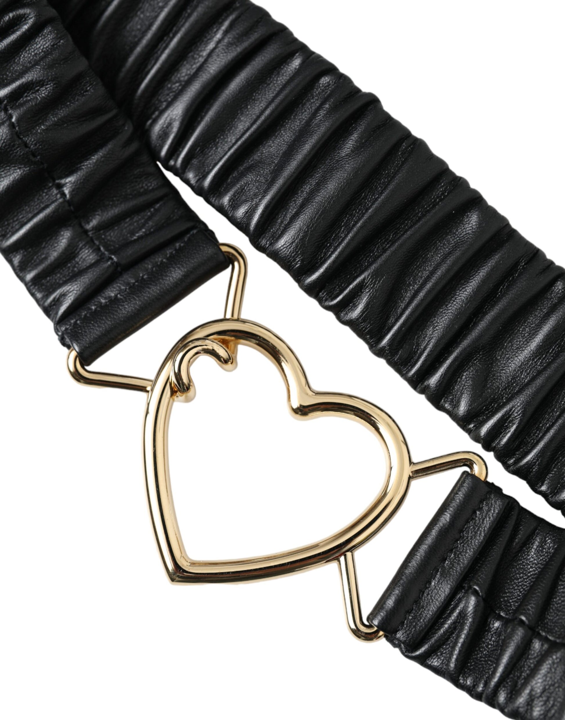Ceinture Dolce & Gabbana en cuir noir avec boucle cœur en métal doré