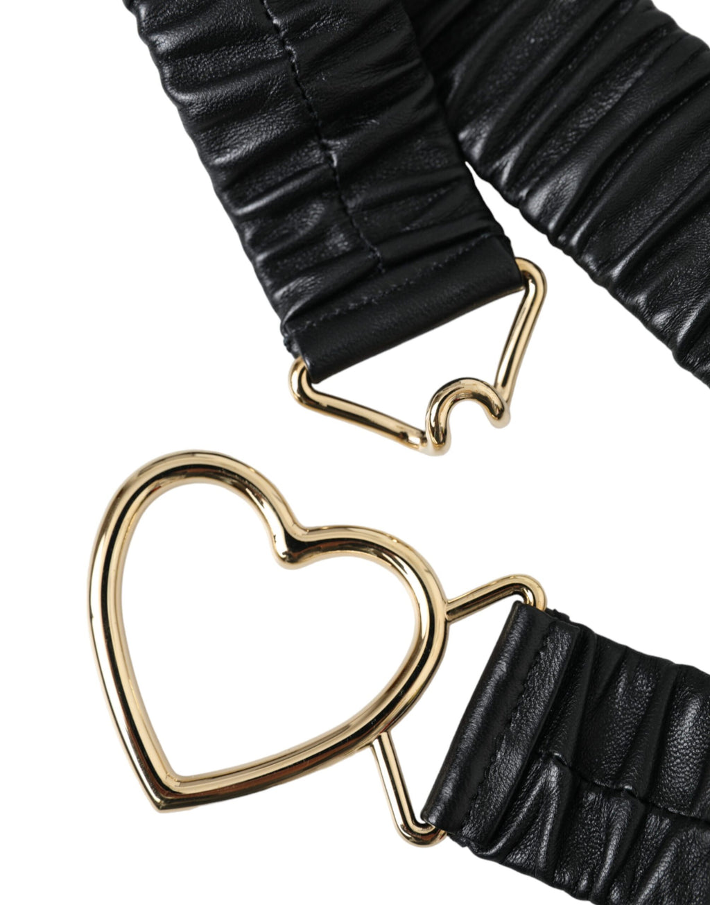 Ceinture Dolce & Gabbana en cuir noir avec boucle cœur en métal doré