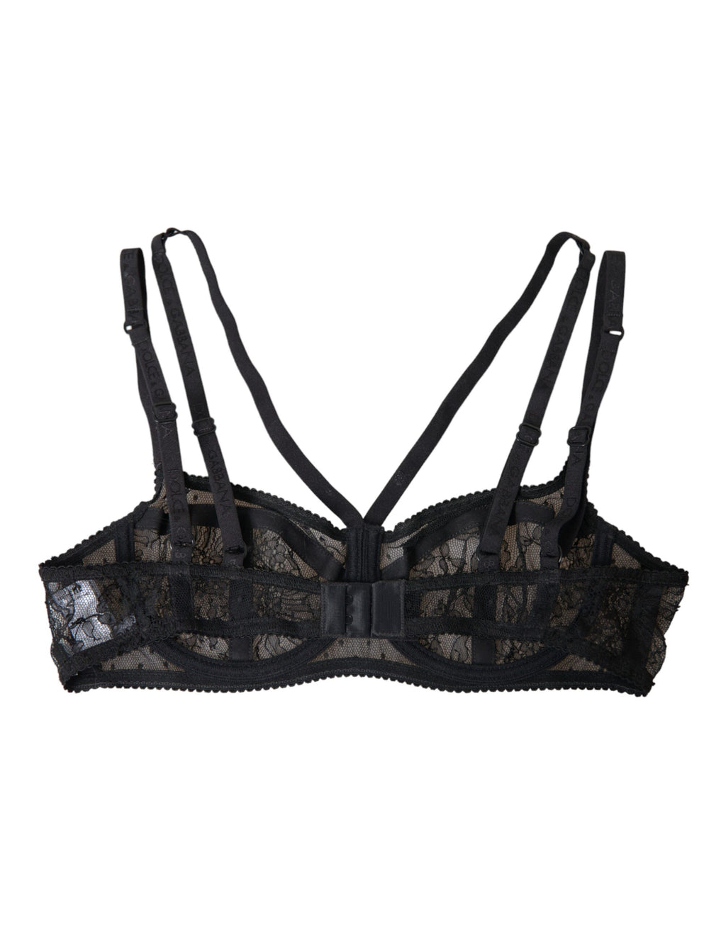 Soutien-gorge Balconcino en dentelle florale noire en nylon Dolce & Gabbana