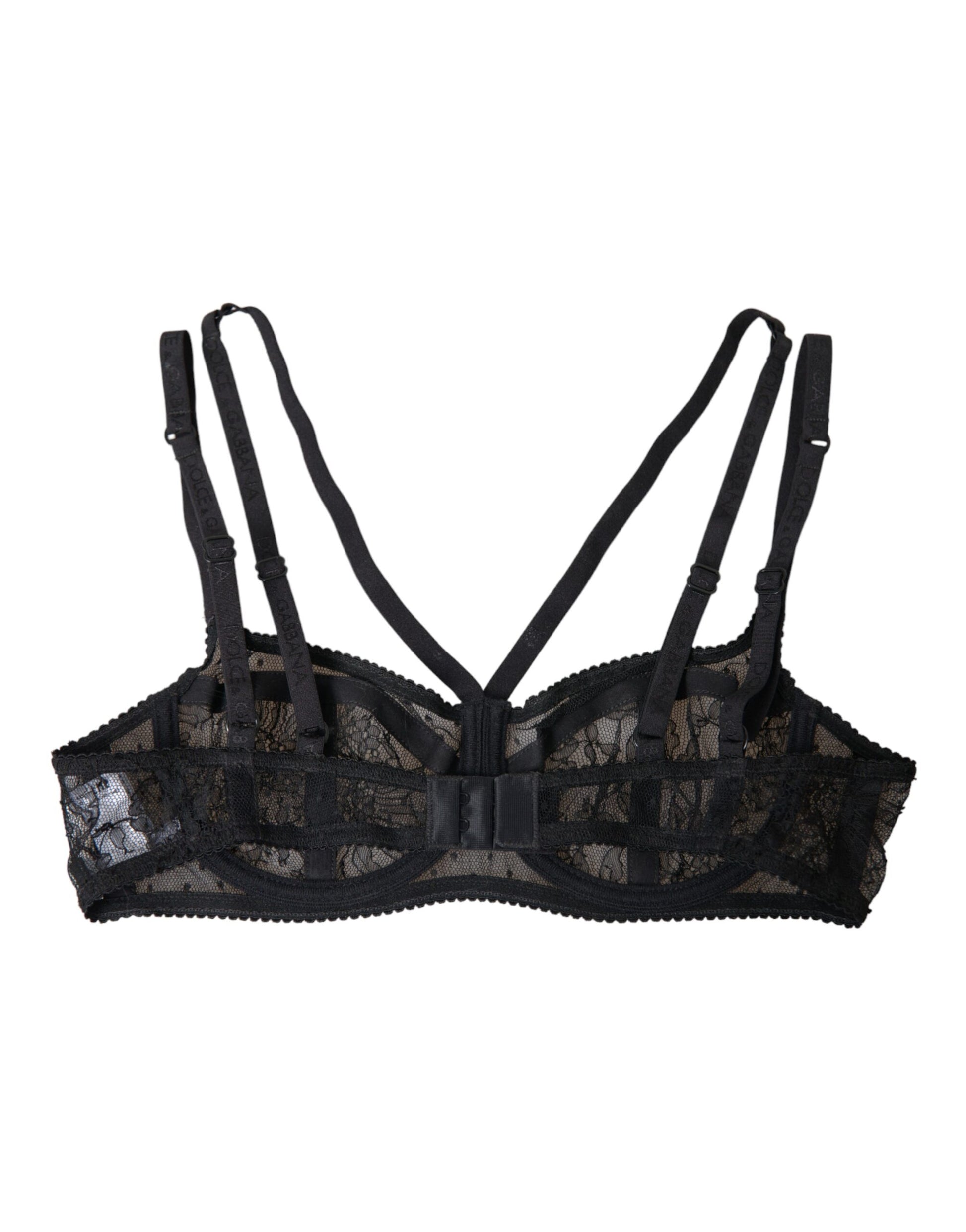 Soutien-gorge Balconcino en dentelle florale noire en nylon Dolce & Gabbana