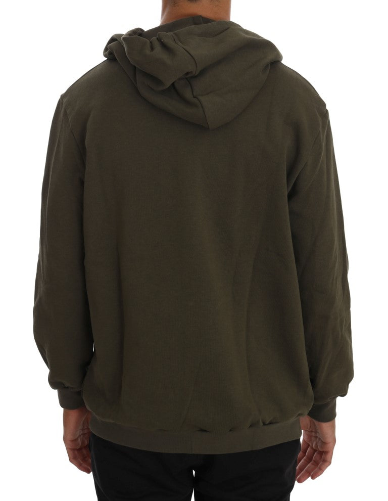 Pull en coton à capuche et fermeture éclair intégrale vert Daniele Alessandrini