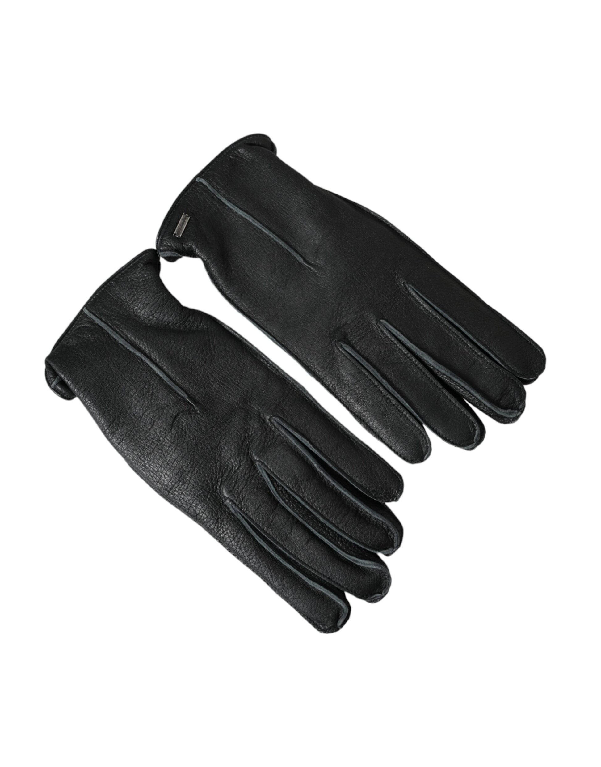 Dolce &amp; Gabbana – Handgelenklange Handschuhe aus schwarzem Hirschleder