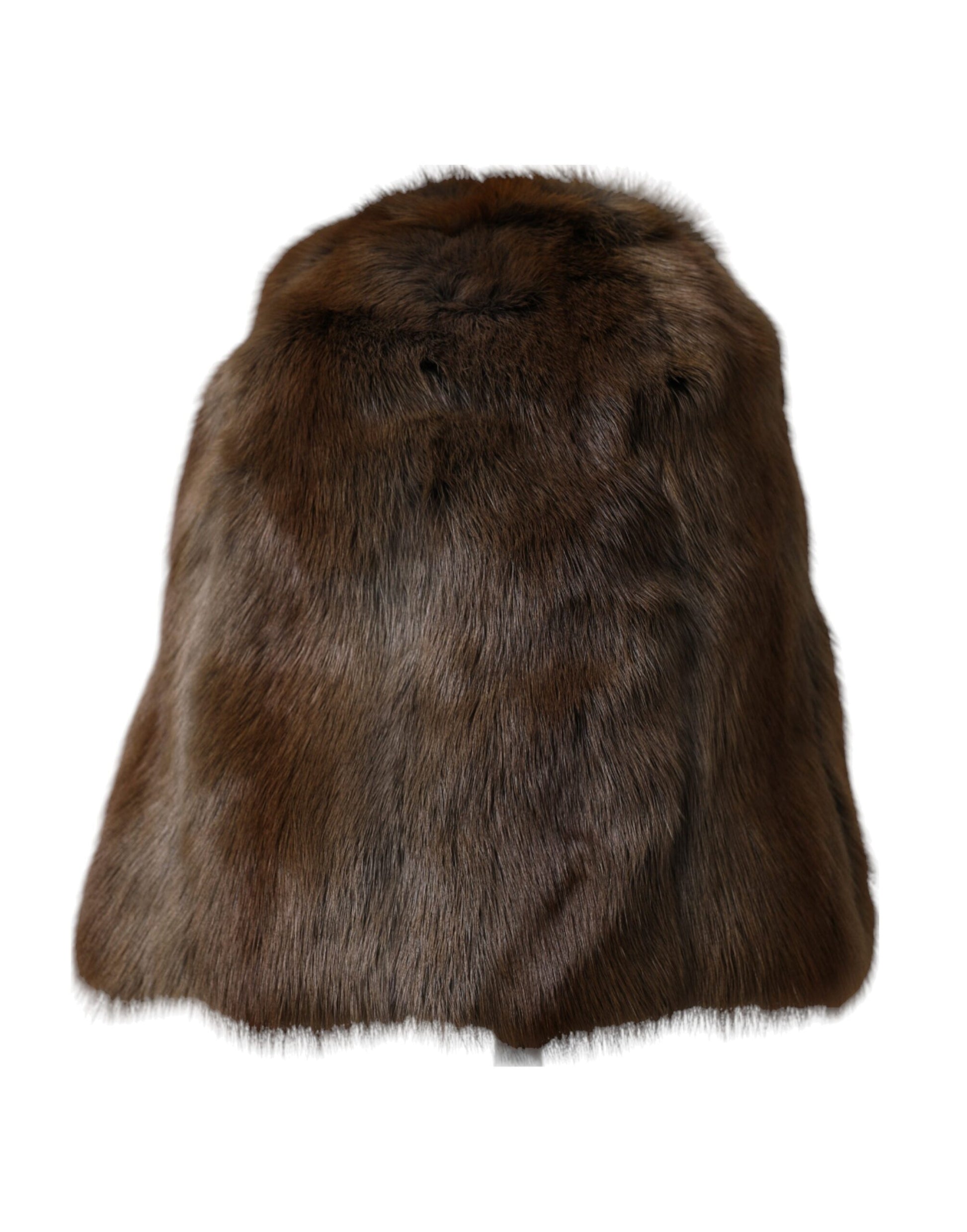 Bonnet en cachemire marron avec fourrure de martre pour femme Dolce & Gabbana