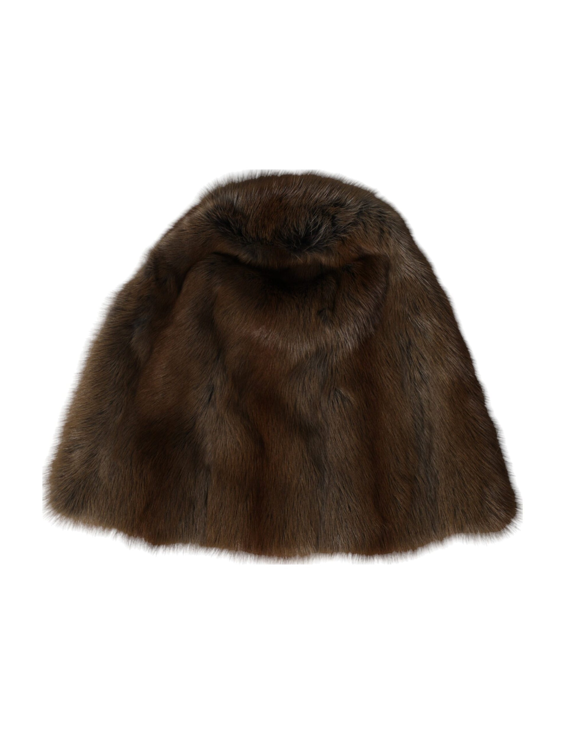 Bonnet en cachemire marron avec fourrure de martre pour femme Dolce & Gabbana