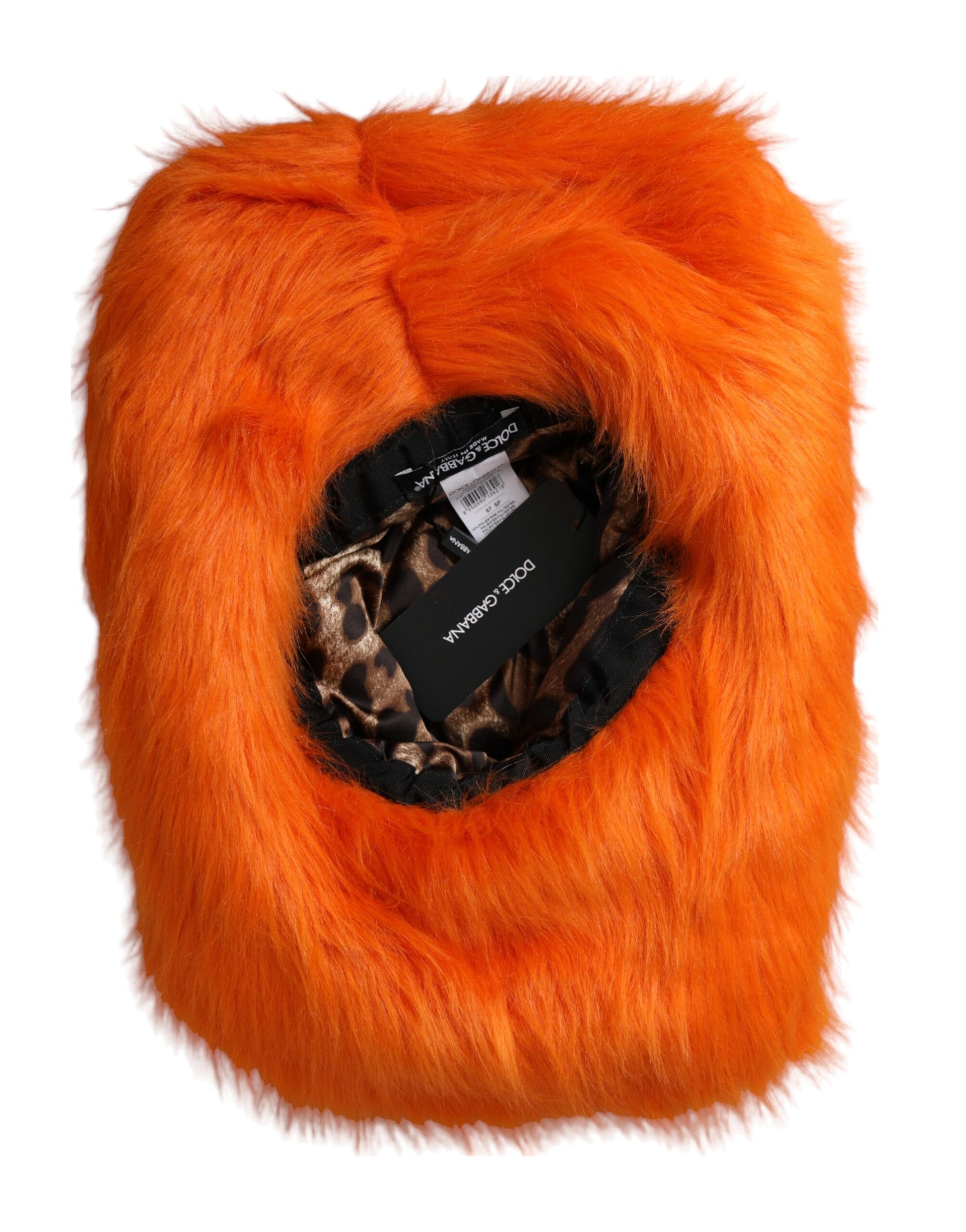 Chapeau Fedora en fausse fourrure polyester orange Dolce & Gabbana