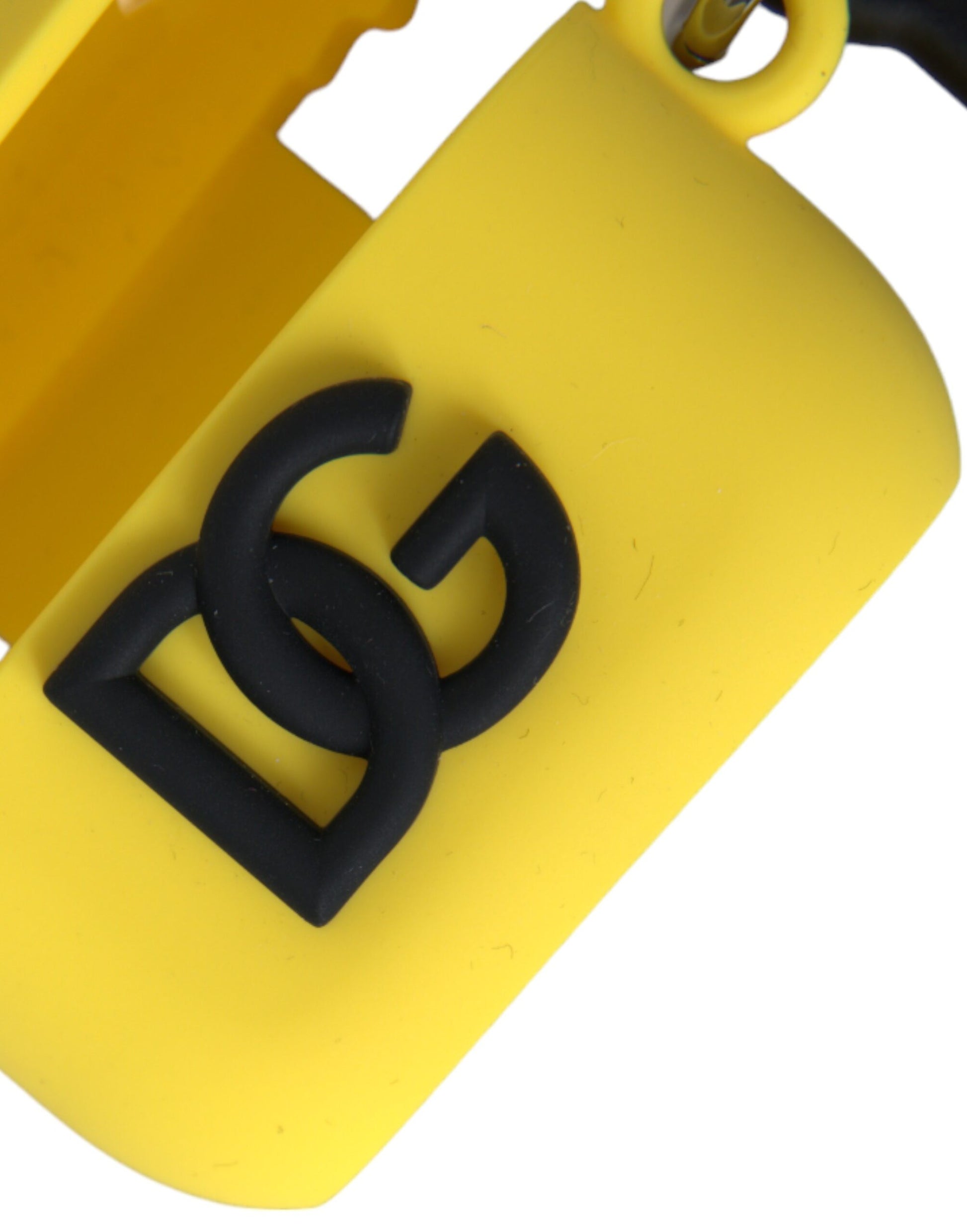 Étui AirPods Dolce & Gabbana en silicone jaune gaufré logo
