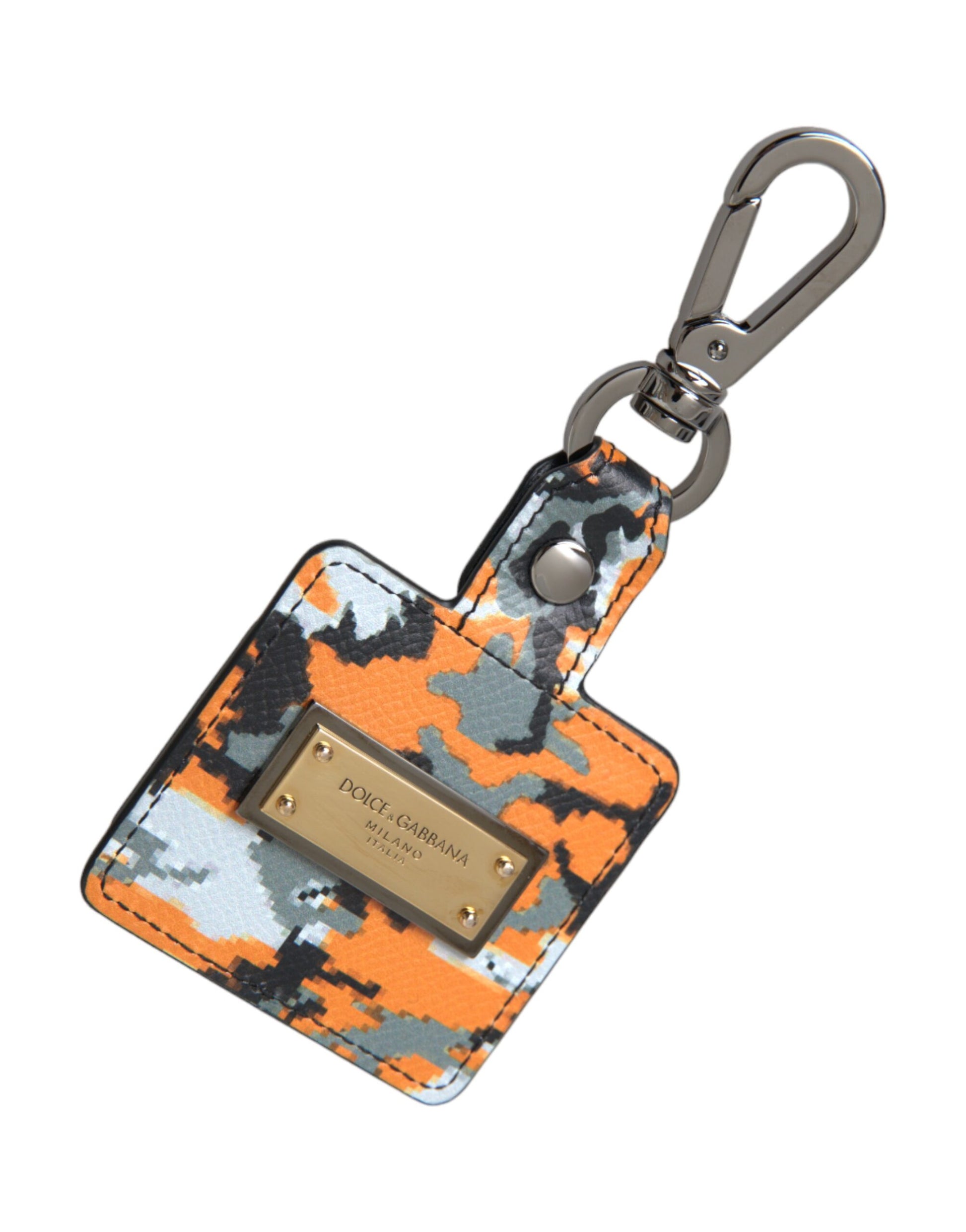 Étui AirPods Dolce & Gabbana en Cuir Imprimé Camouflage Multicolore avec Logo Métal