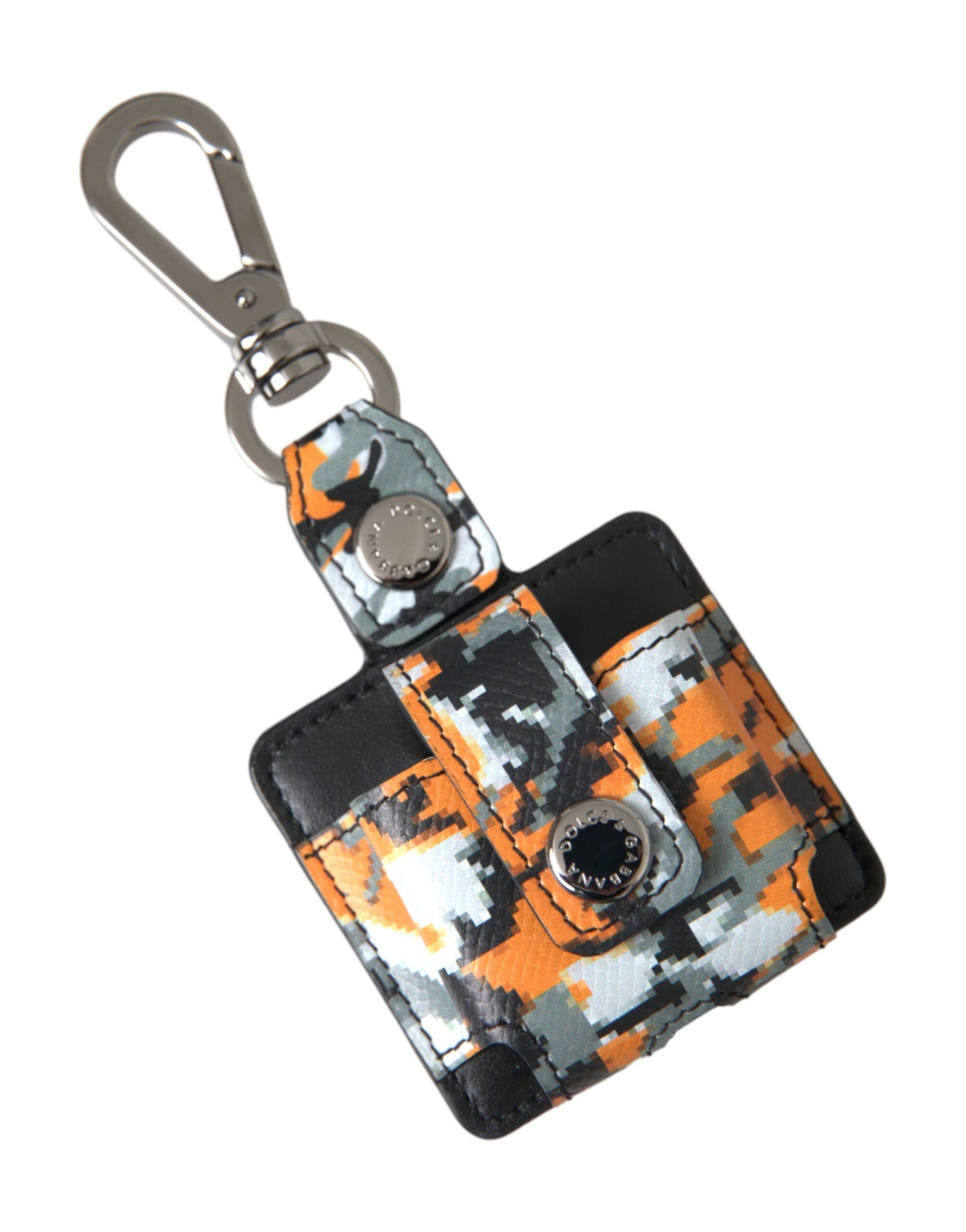 Étui AirPods Dolce & Gabbana en Cuir Imprimé Camouflage Multicolore avec Logo Métal