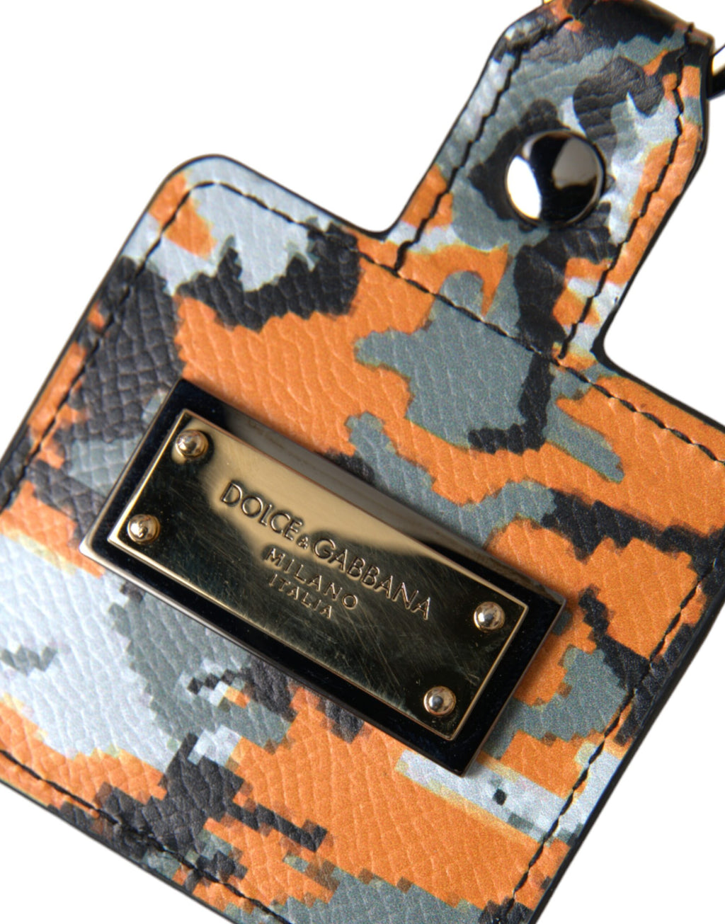 Étui AirPods Dolce & Gabbana en Cuir Imprimé Camouflage Multicolore avec Logo Métal