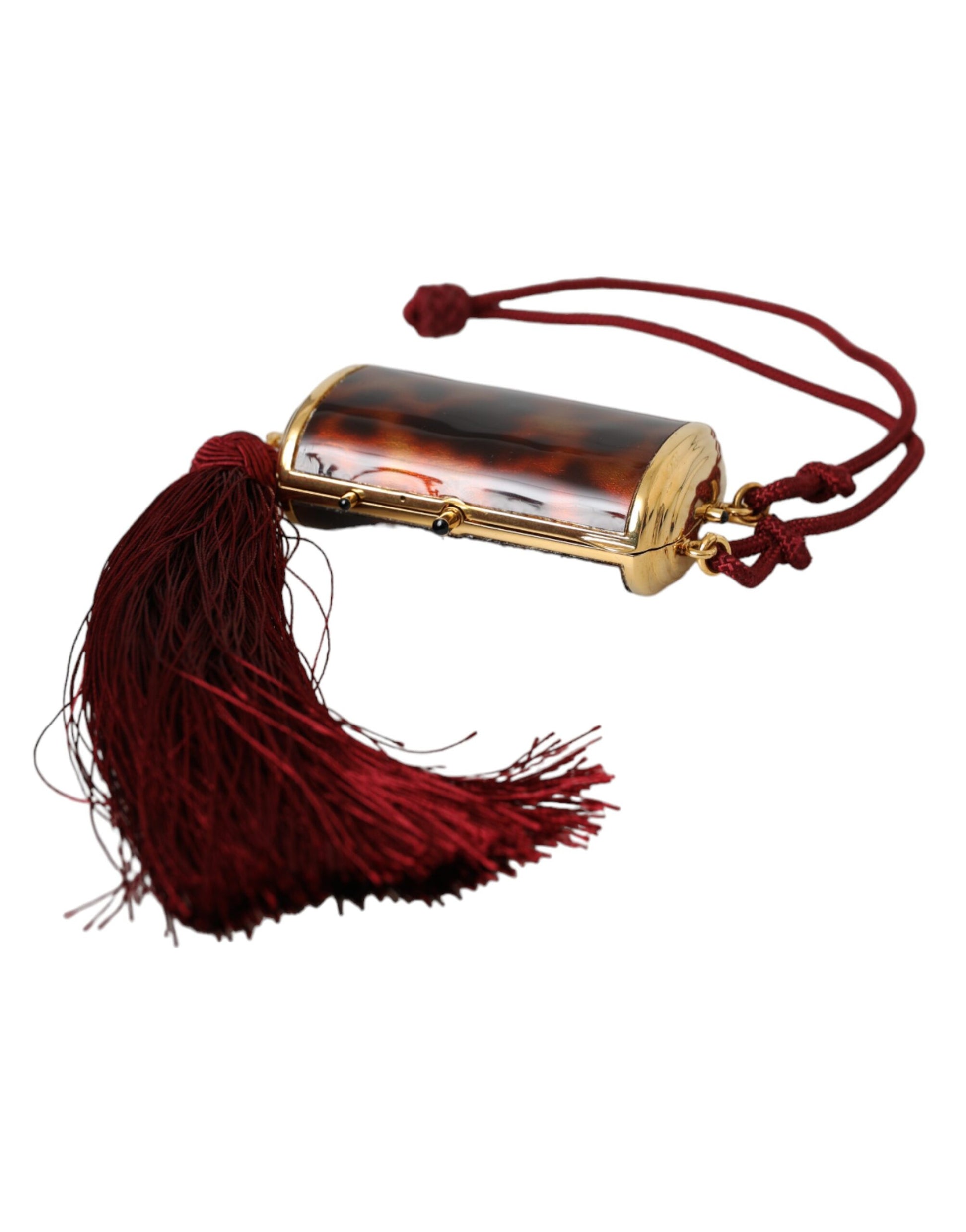 Sac à main porte-maquillage Dolce & Gabbana léopard marron avec miroir et pompon