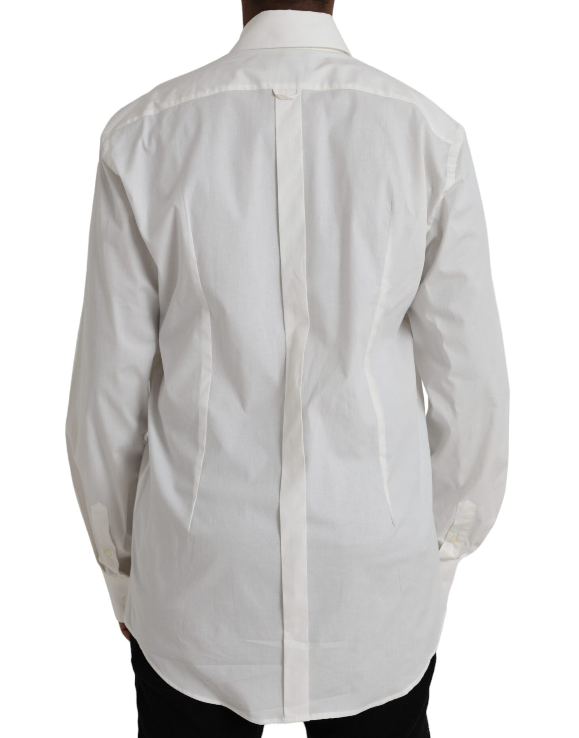 Dolce & Gabbana Robe en coton blanc Coupe ajustée Chemise DORÉE