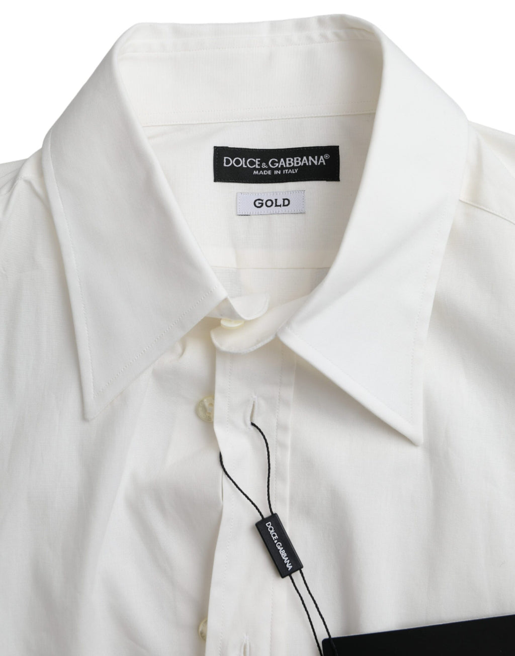 Dolce & Gabbana Robe en coton blanc Coupe ajustée Chemise DORÉE