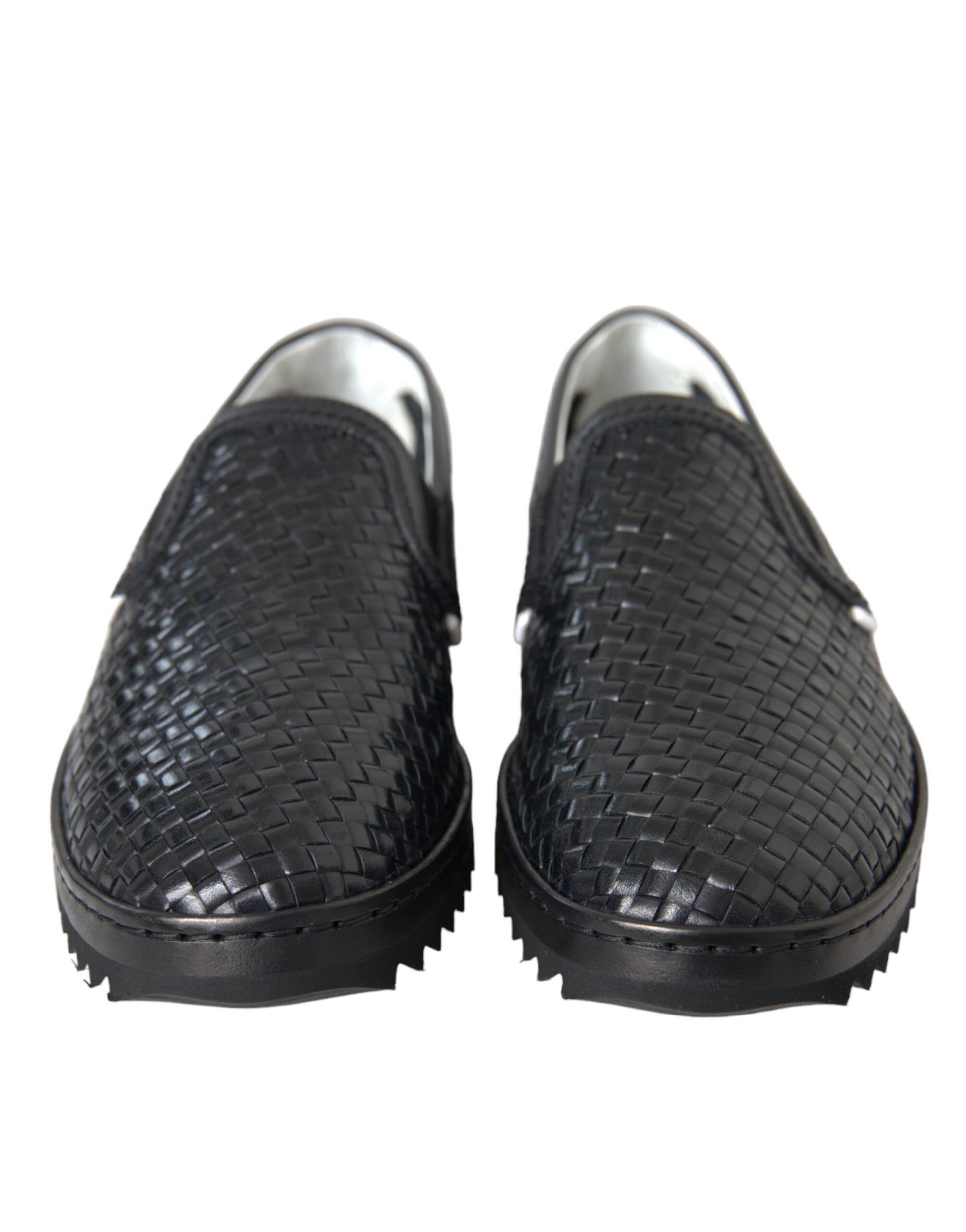 Chaussures Loafers Homme en Cuir de Buffle Tressé Noir Dolce & Gabbana