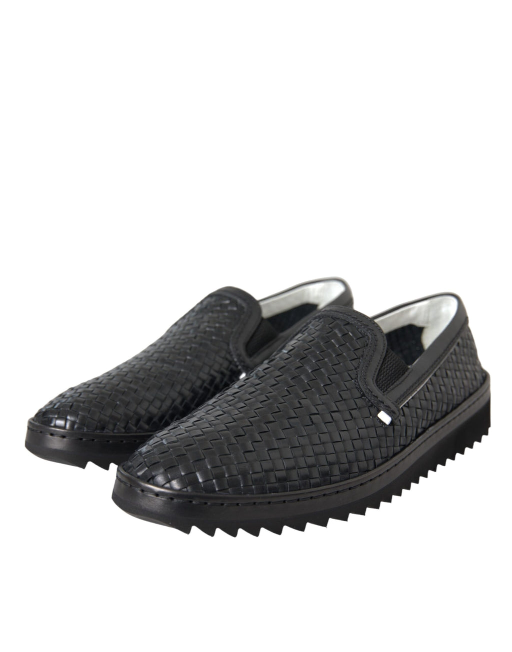 Chaussures Loafers Homme en Cuir de Buffle Tressé Noir Dolce & Gabbana