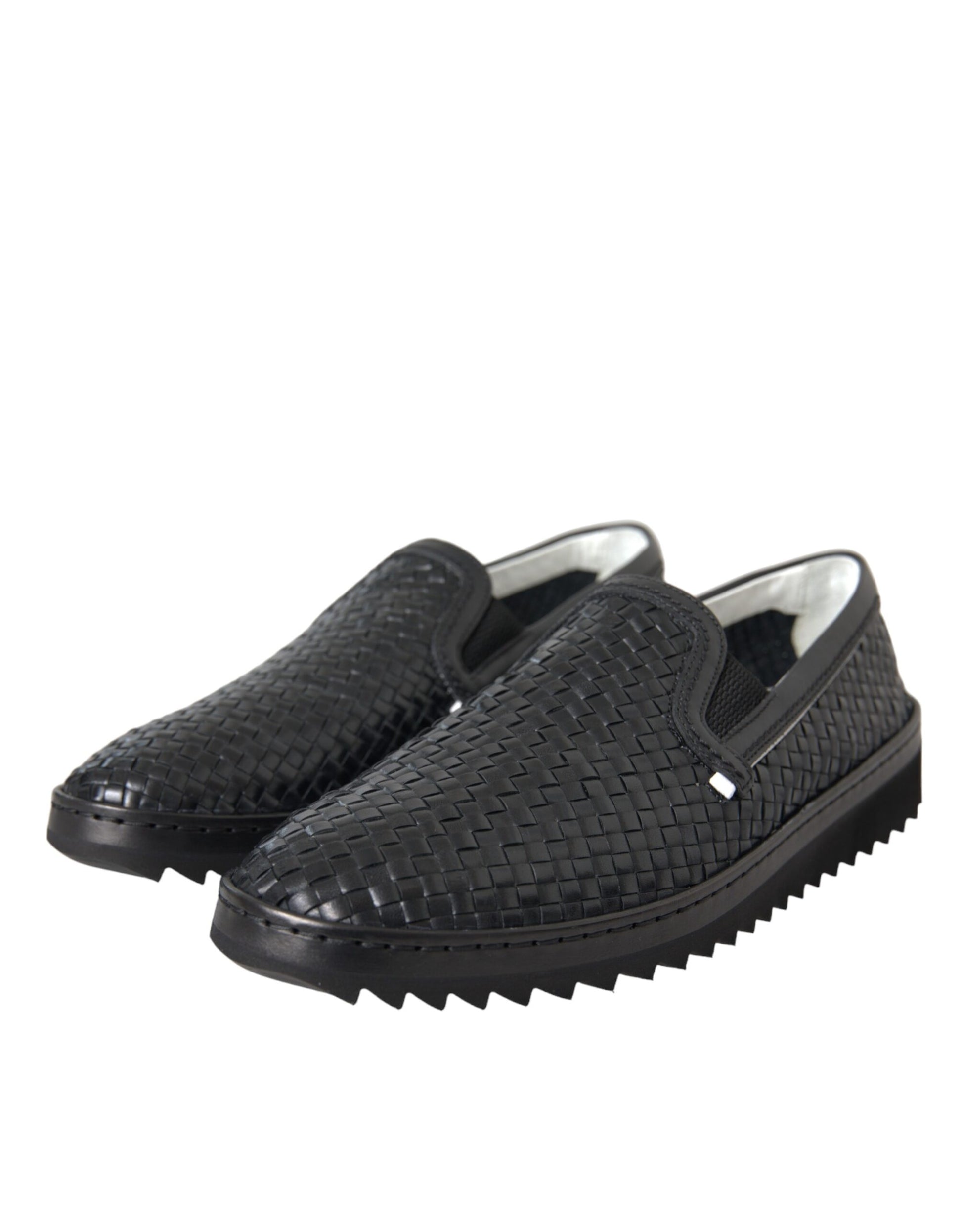Chaussures Loafers Homme en Cuir de Buffle Tressé Noir Dolce & Gabbana