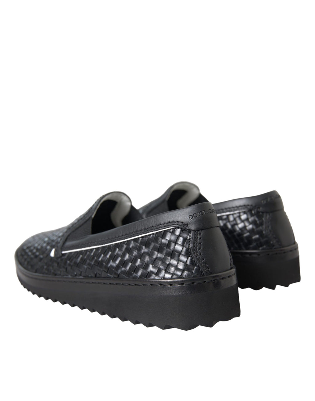 Chaussures Loafers Homme en Cuir de Buffle Tressé Noir Dolce & Gabbana